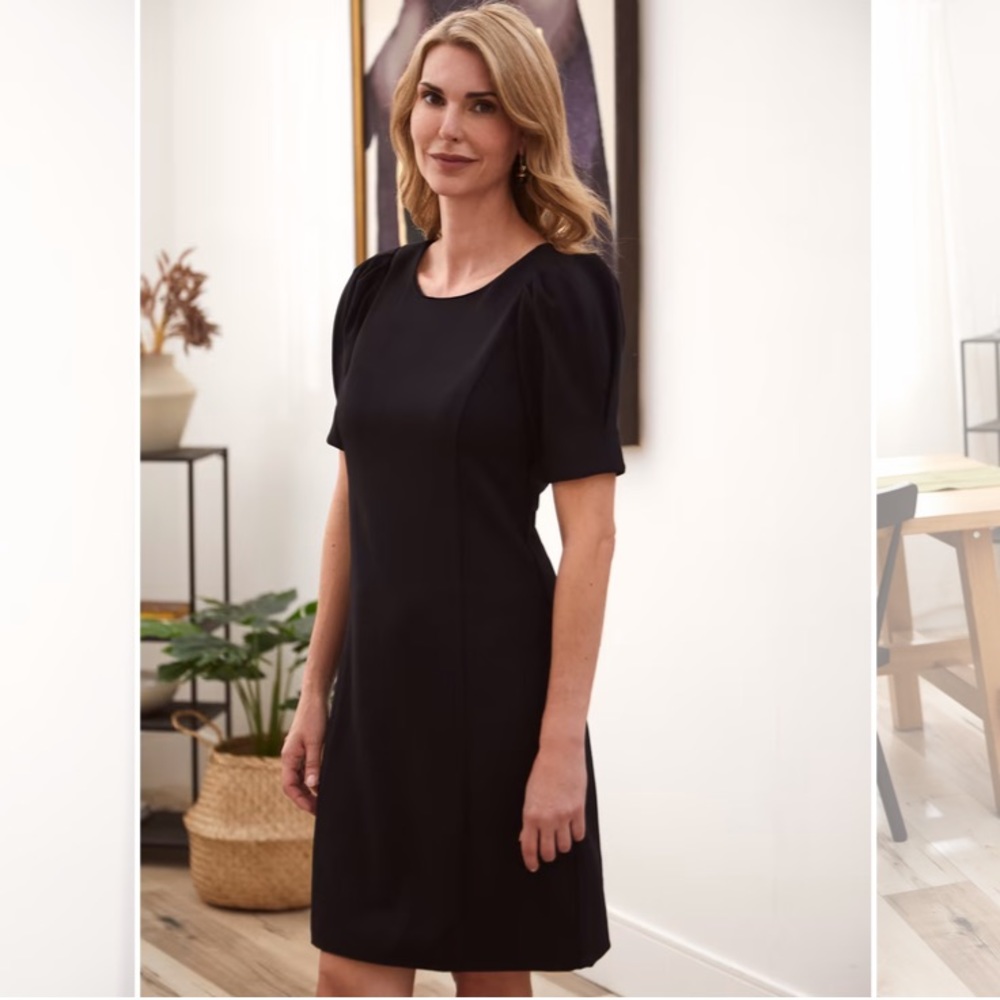 NWT Laura Petites Black Dress w/ Elbow Sleeves